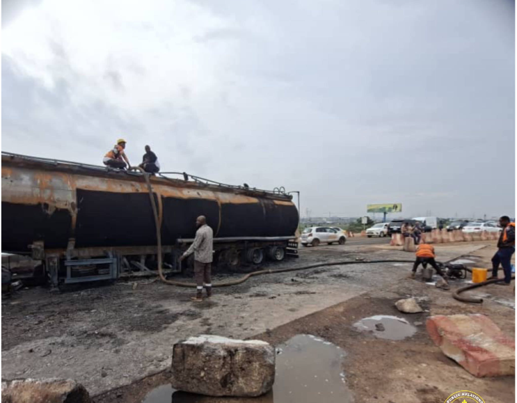 1 killed, 3 injured in tanker fire collision on Accra-Tema motorway c