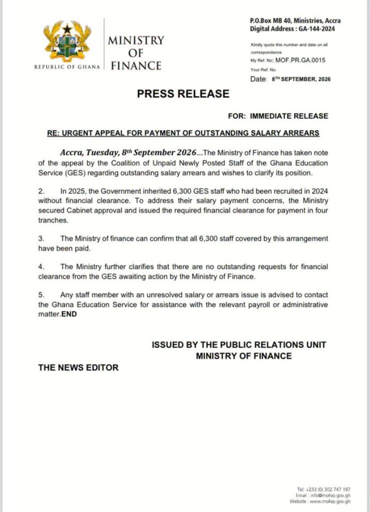 All 6,300 GES staff recruited without clearance have been paid - Finance Ministry 800862912 1997562330960735 5772046809095159529 n 740x1024